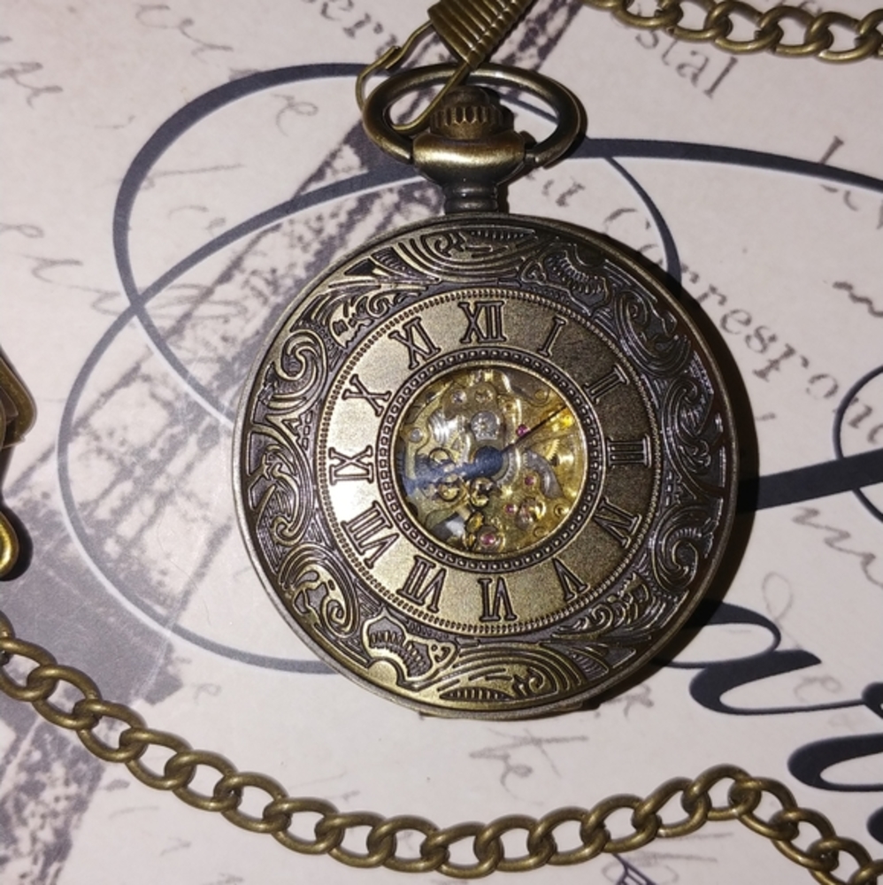 🌻SELF WINDING Mechanical wind up pocket watch